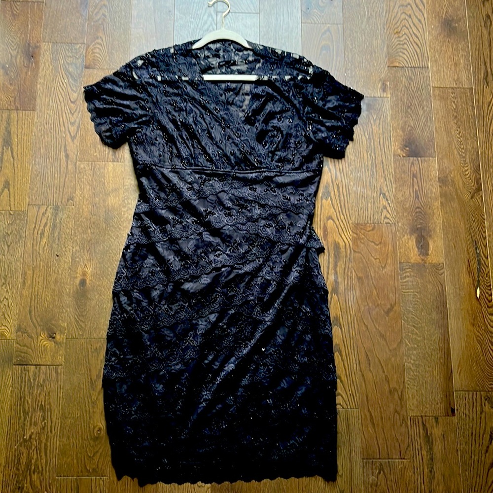 Black lace evening dress